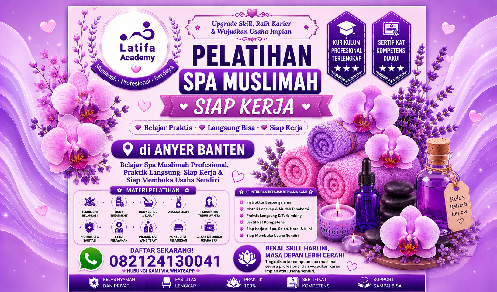 Pelatihan Spa Muslimah Siap Kerja di Anyer Banten 082124130041